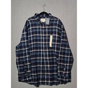 St John’s Bay Super Soft Flannel Long Sleeve Blue Plaid 4XLT NWT